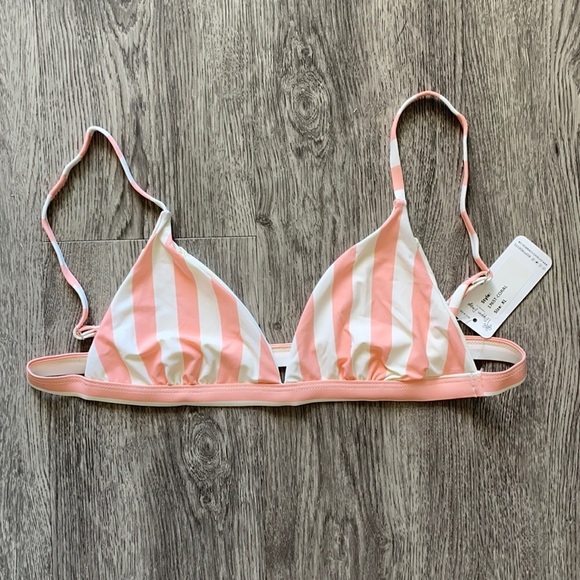 Dippin' Daisy's Coral and White Striped Bikini Top - Picture 1 of 4